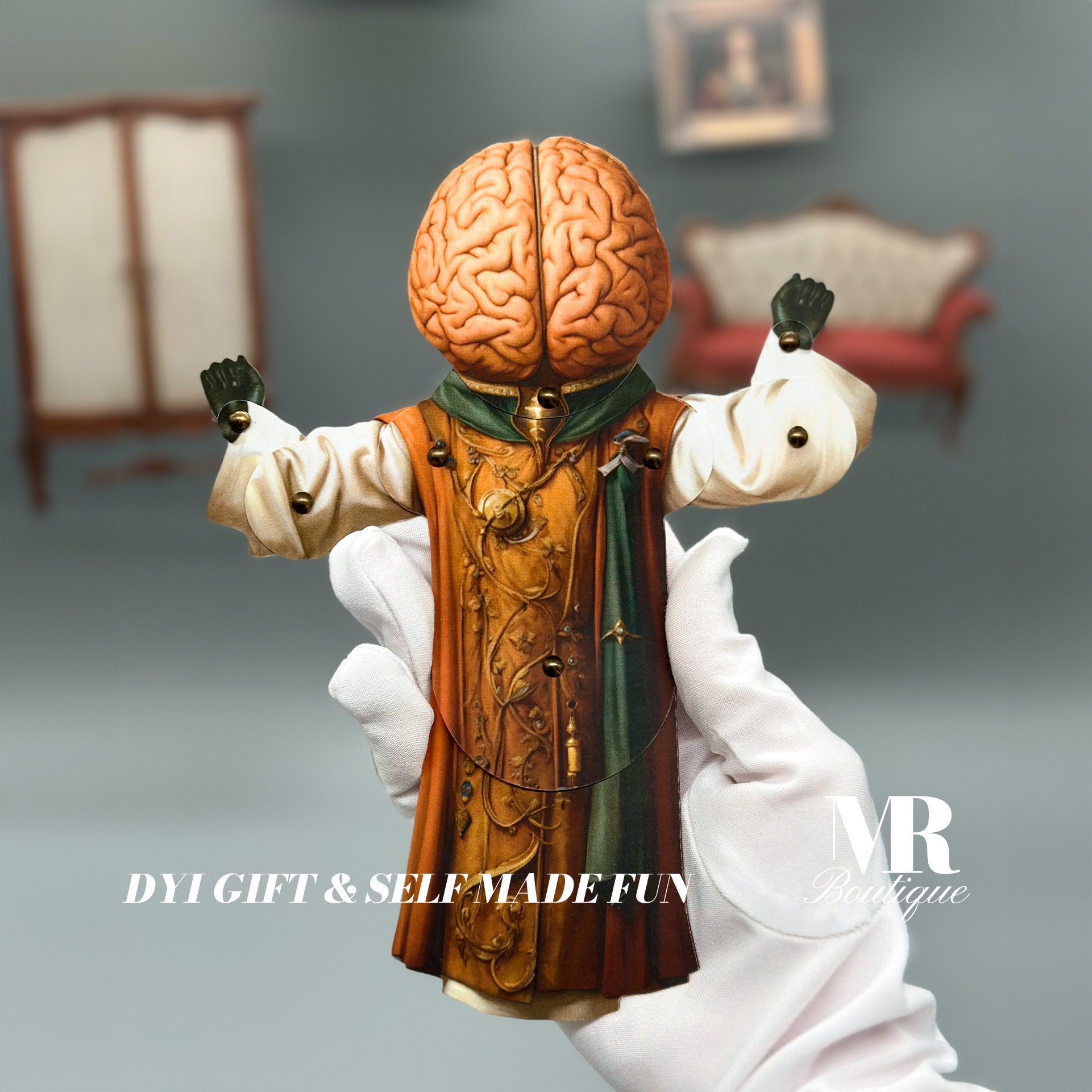 Articulated Dr. Brainz Paper Doll, DIY Craft Brain Figure, Creative Educational Toy, Anatomy Learning Kit, Fantasy Dungeon Toy