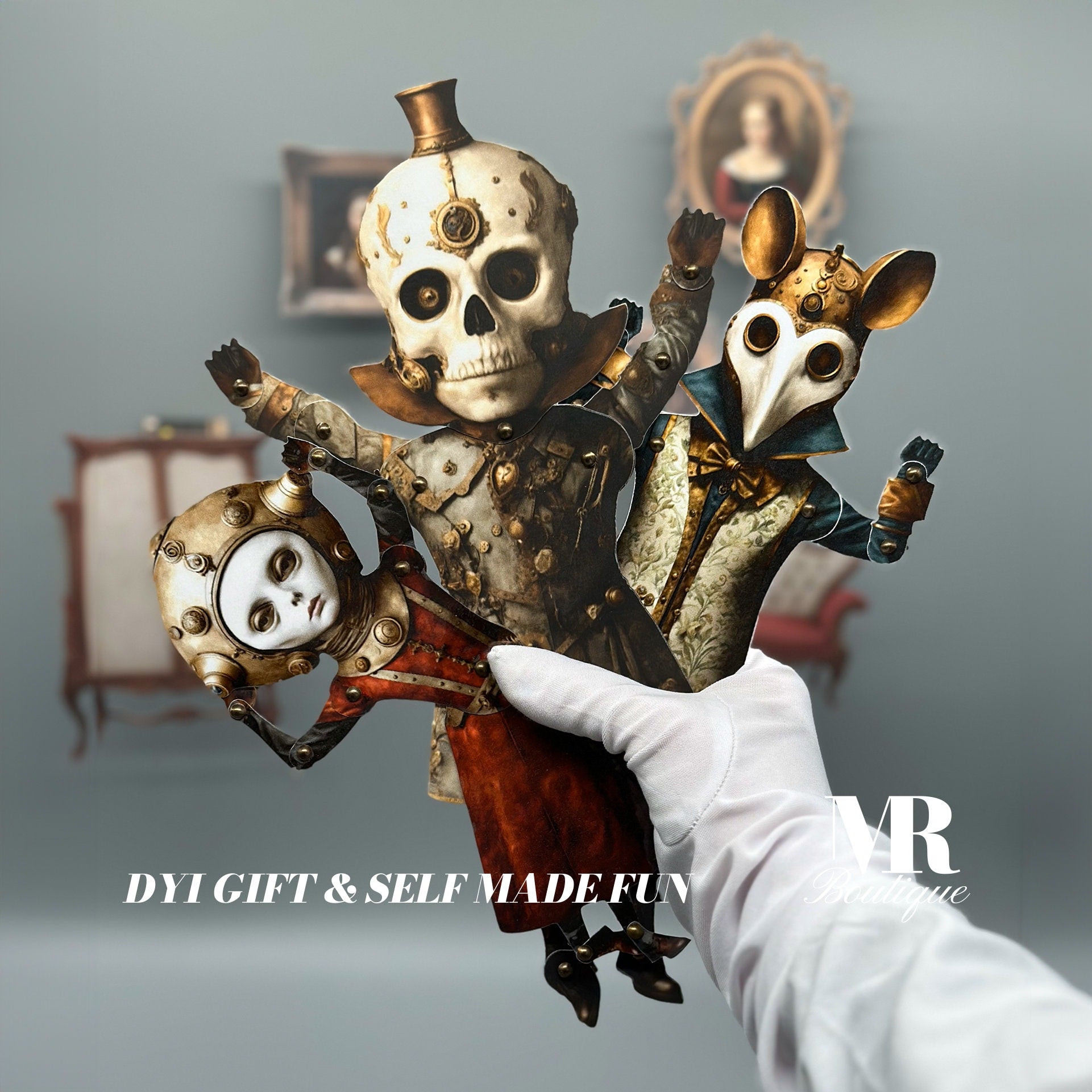 LUNAR BUNDLE: Celestial Steampunk Collection - BONESY, Mr. Martian & Mr. Ratsy Articulated Paper Doll Kits