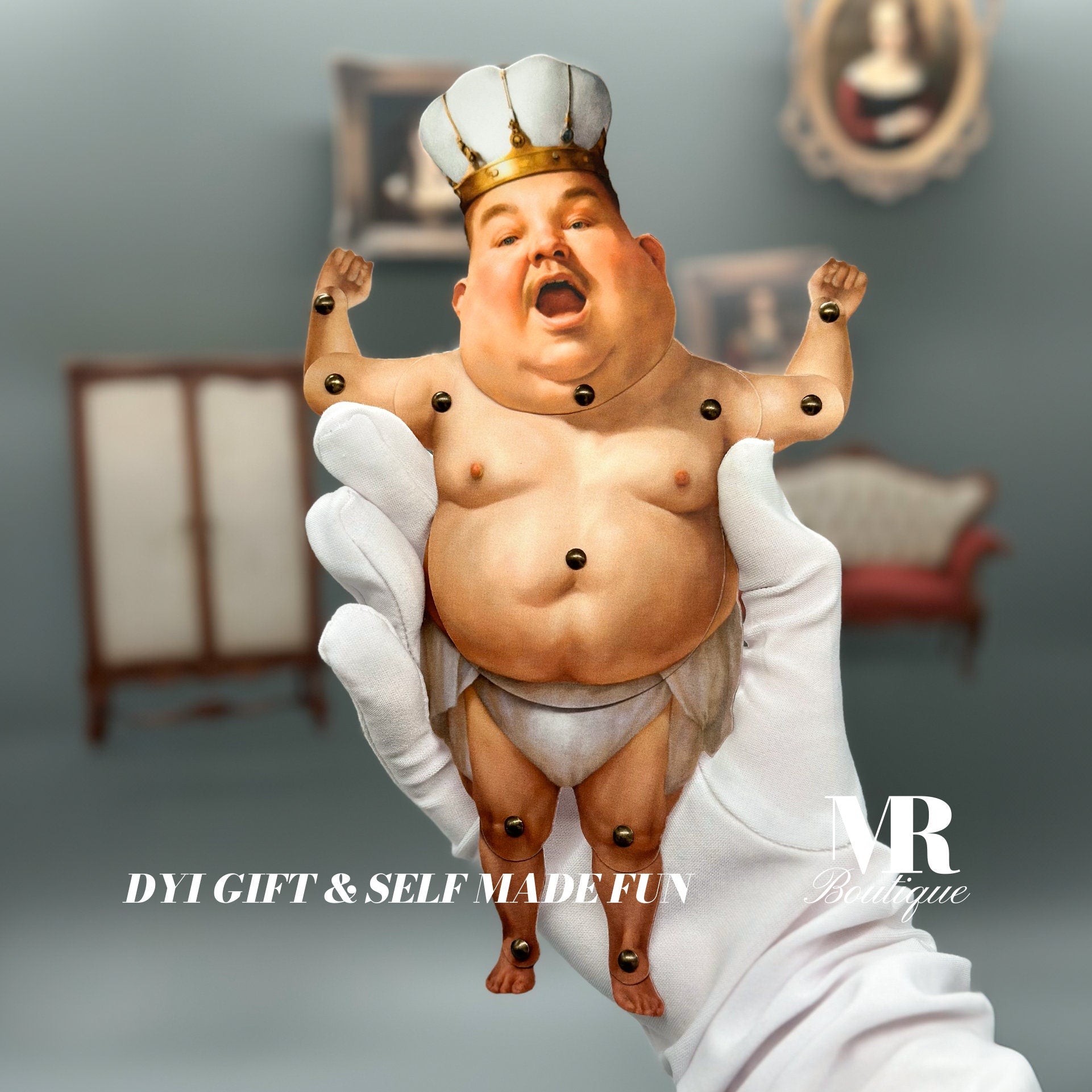 The Vilest King Articulated Paper Doll, Humor Naked Nude King, DIY Fantasy Craft, Unique Royal Figure Fantasy Dungeon Toy Magical Role-Play