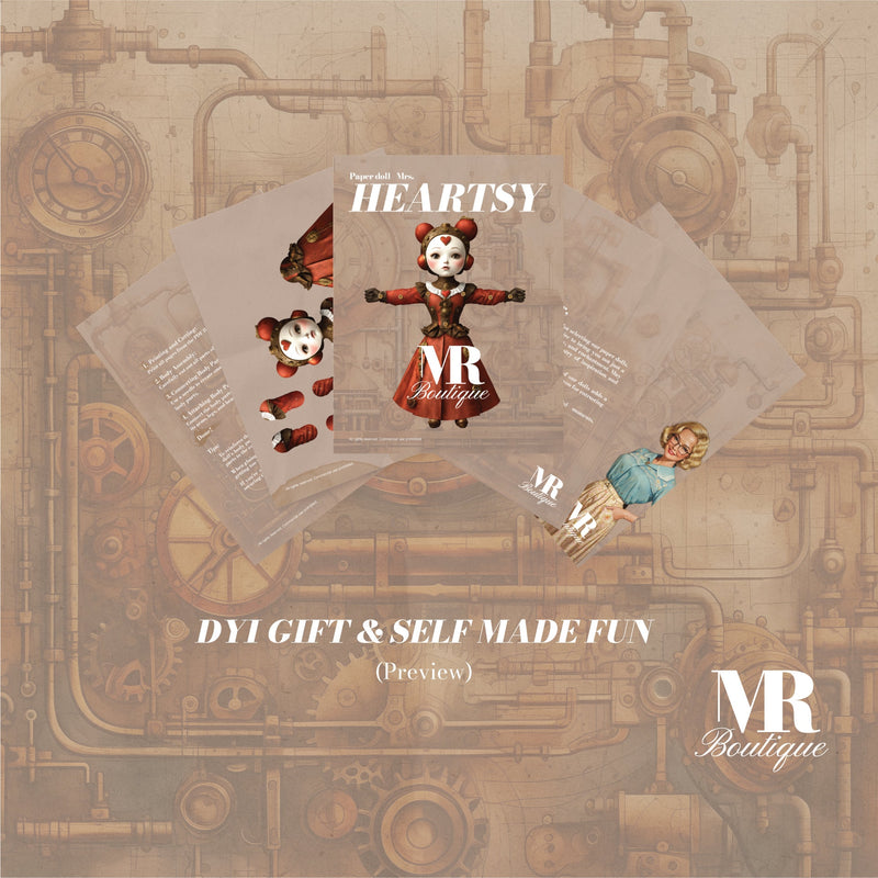 Mrs. Heartsy • The Enchanting Steampunk Paper Doll Printable Kit with Movable Parts for Creative Crafting Movable Vintage Paper Doll