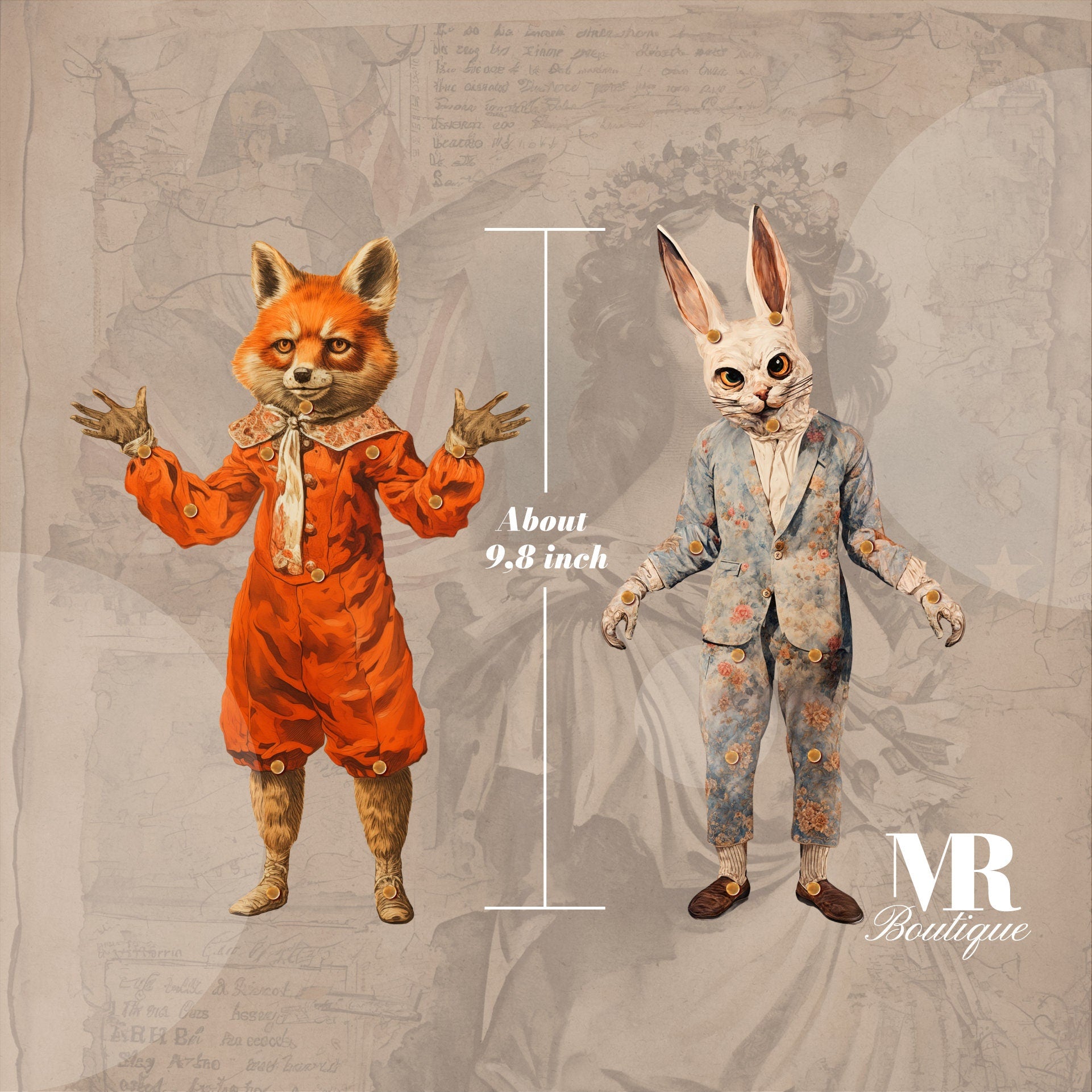 BAND BUNDLE: Enchanted Woodland & Patriotic Party Animals DIY Paper Doll Set - Mr. Froggys, Mr. Rabz, Mr. Foxy Articulated Craft Kits