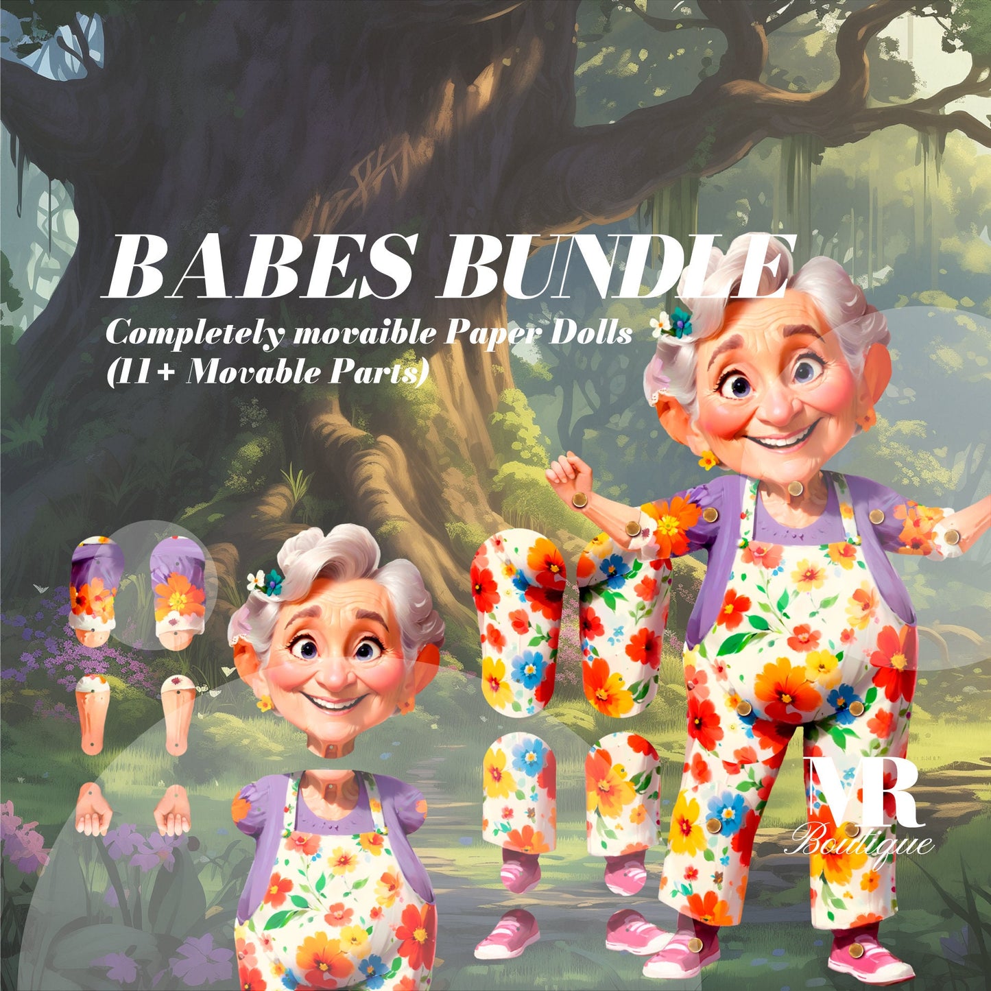 Charming Babes Bundle - 3 Articulated Paper Dolls, Delightful DIY Craft Kit, Floral Dress-Up Craft, Movable Play Figure, Kids Activity