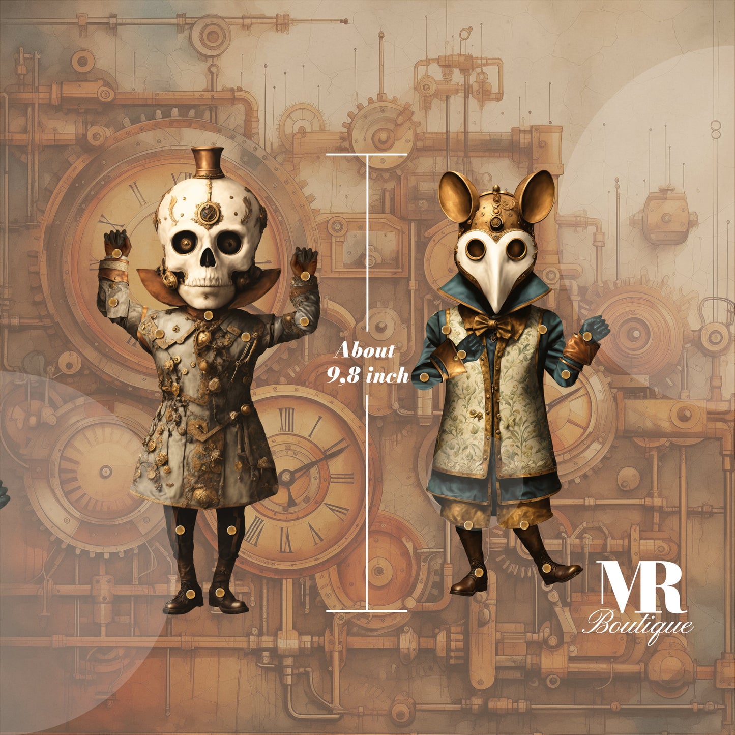 LUNAR BUNDLE: Celestial Steampunk Collection - BONESY, Mr. Martian & Mr. Ratsy Articulated Paper Doll Kits